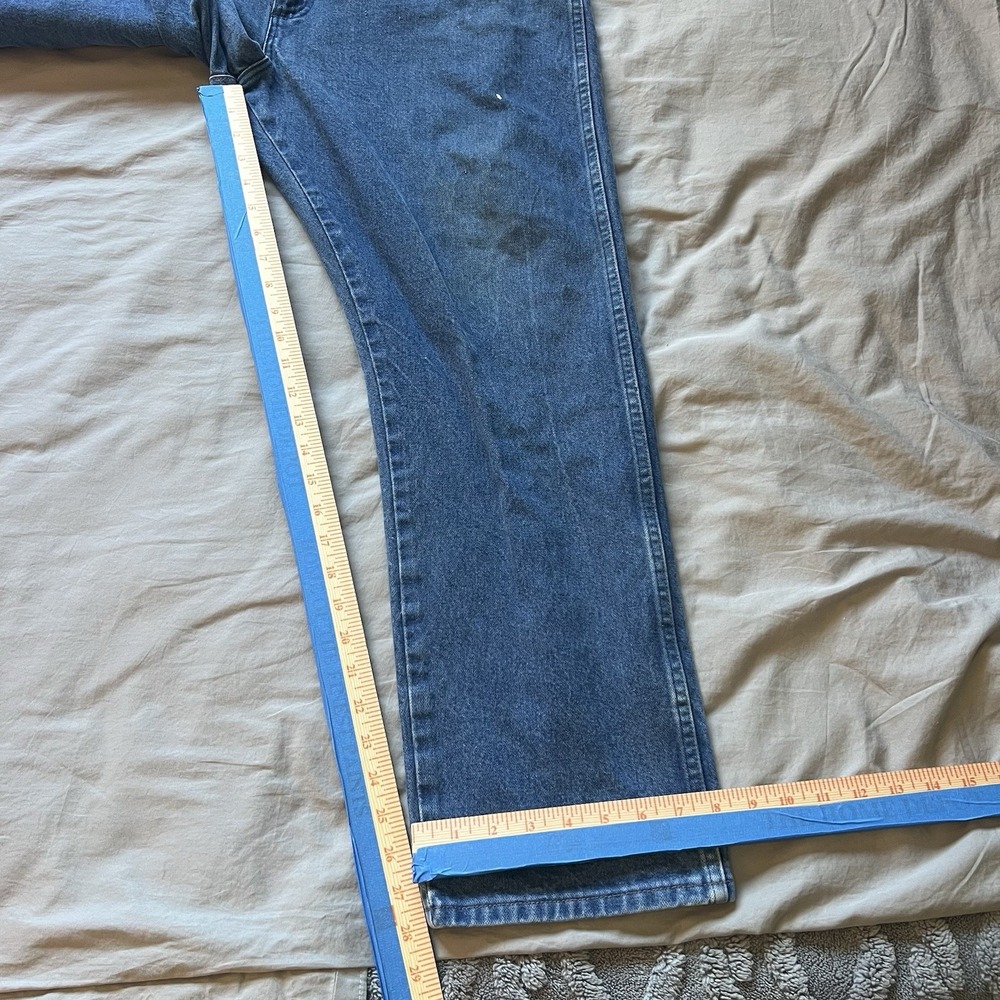 WRANGLER Jean Men Size 40x30 Blue Denim Cowboy Cut High Rise Rodeo 13MWZ Tapered - Picture 10 of 14
